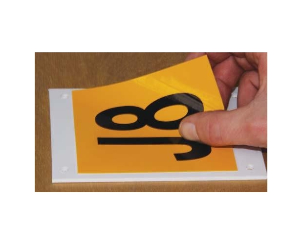 Vinyl adhesive for identification plates and flags 