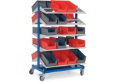 Mobile stocker 2 x 5 shelves with bins PROVOST