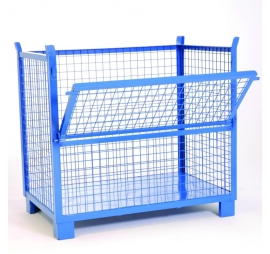 Mesh container 1/2 hinged sides