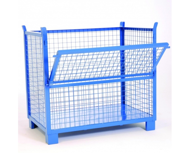 Mesh container 1/2 hinged sides 