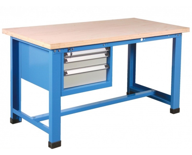 Industrial workbench with compartment with 3 drawers 