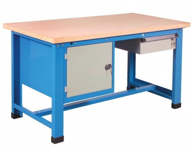 Workbench with compartment with door and individual drawer 