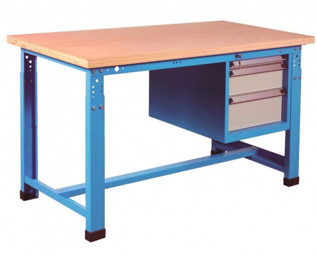 Adjustable workbench with compartment with 3 drawers 