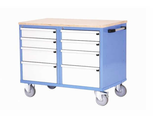 Mobile workbench 2 compartments 4 drawers 