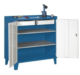 Tool cupboard width 1000 mm 2 shelves 2 drawers