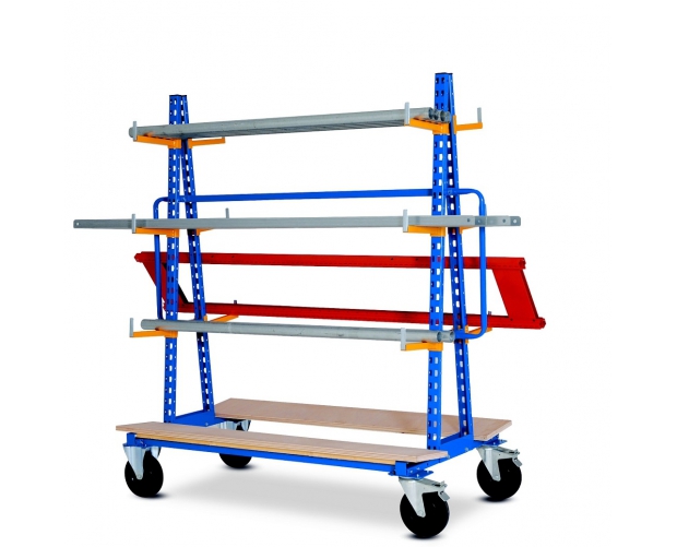 Trolley with 12 prong rack on column 