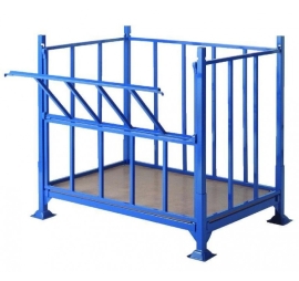 Pallet with slatted sides and folding half-door - format 1200 x 800 mm