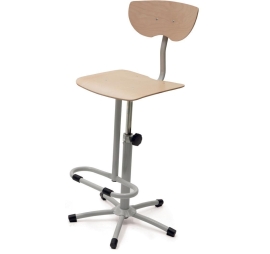 Mechanical wooden stool with footrest PROVOST