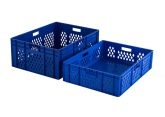 Blue stackable crate 800 x 600 mm with perforated sides PROVOST