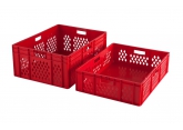Red stackable crate 800 x 600 mm with perforated sides