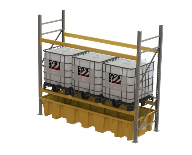 Polyéthylène retention floor container for pallet rack 